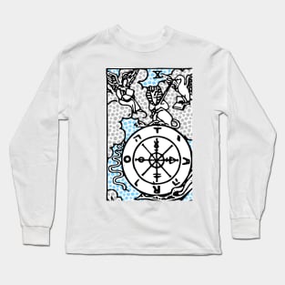 Modern Tarot Design - 10 Wheel of Fortune Long Sleeve T-Shirt